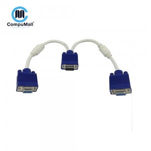 2B (CV733 ) - Vga Y Splitter Cable Male To Female M/f Converter 1 To 2 Way For Pc Tv Monitor
