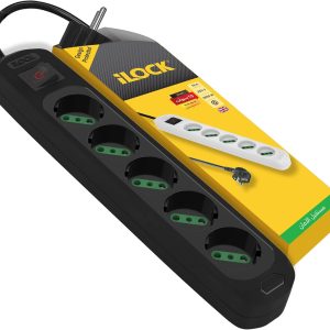 ILOCK power strip, 5 outlets with switch, 3500W (Black,